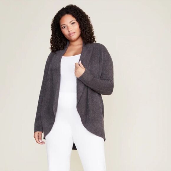 Barefoot Dreams Cozychic Lite Cardigan Pus Size 3X in Charcoal Gray STYLE 494 - Picture 2 of 9